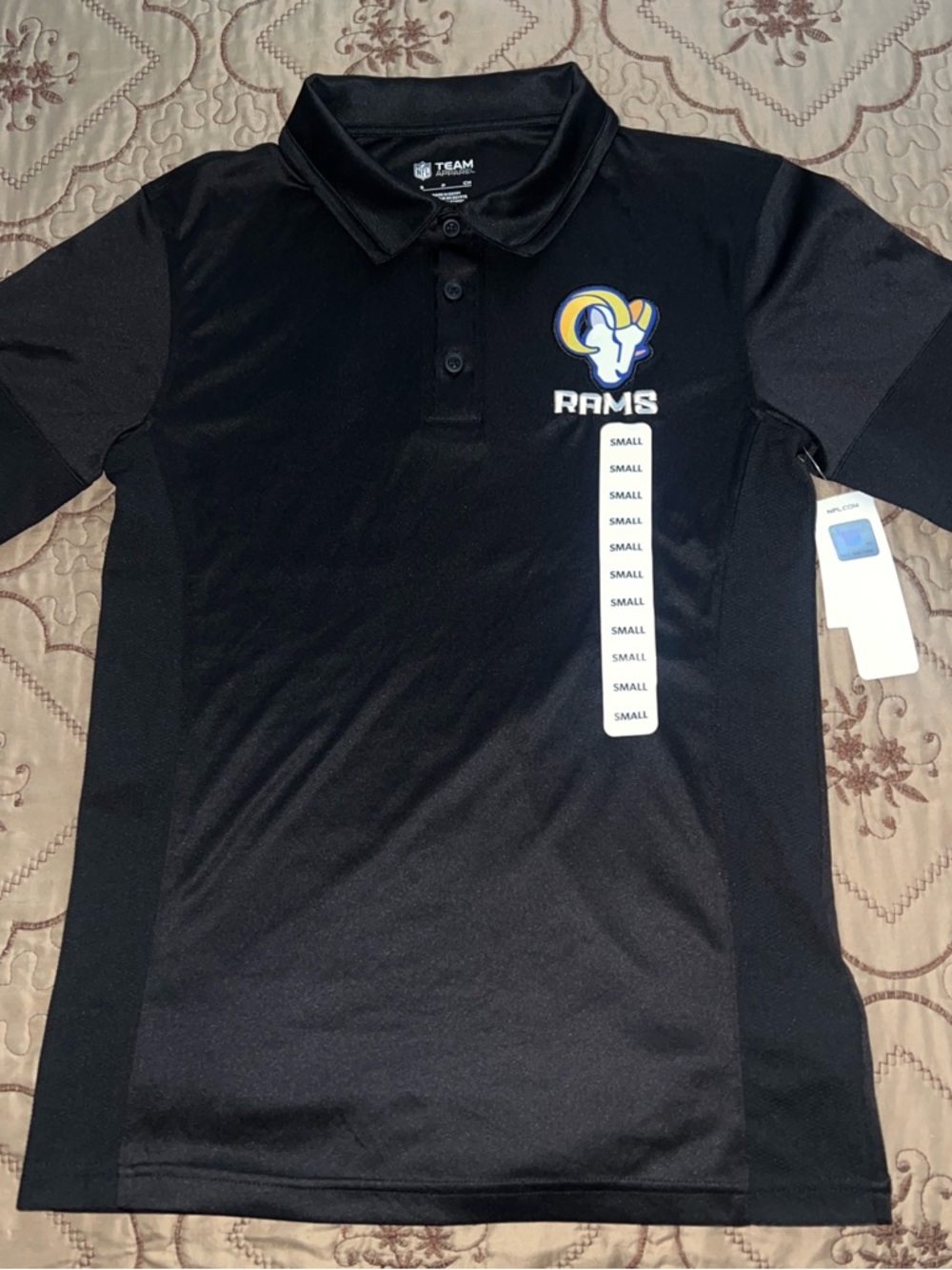 NFL Los Angeles Rams Black Polo with Team Embroidered Logo